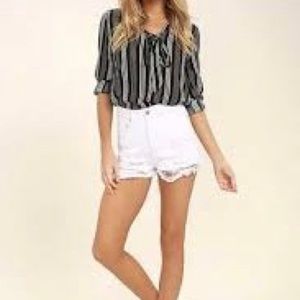 white high waisted distressed denim shorts